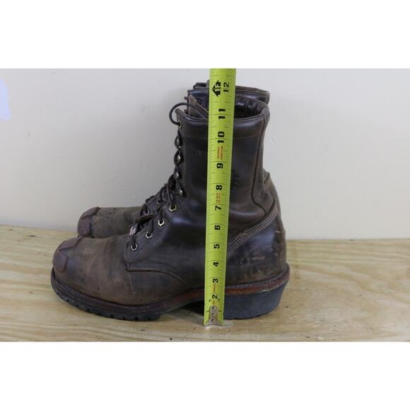 Vintage Chippewa Boots Mens 11E Brown Leather Vibram Steel Toe Work Logger 20091 main image 4